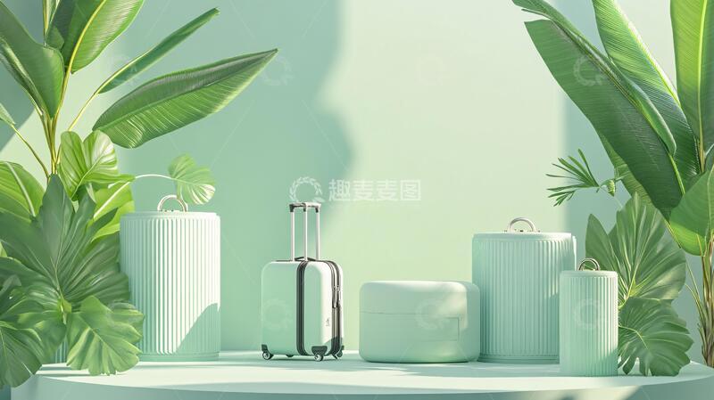 产品展台绿植行李