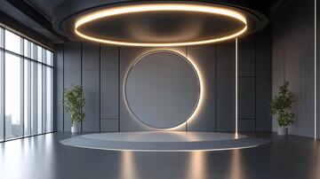 圆形接待台圆形前台科技