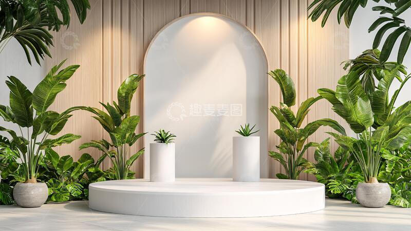 高清大图下载【趣麦麦图】植物展台产品平台圆形