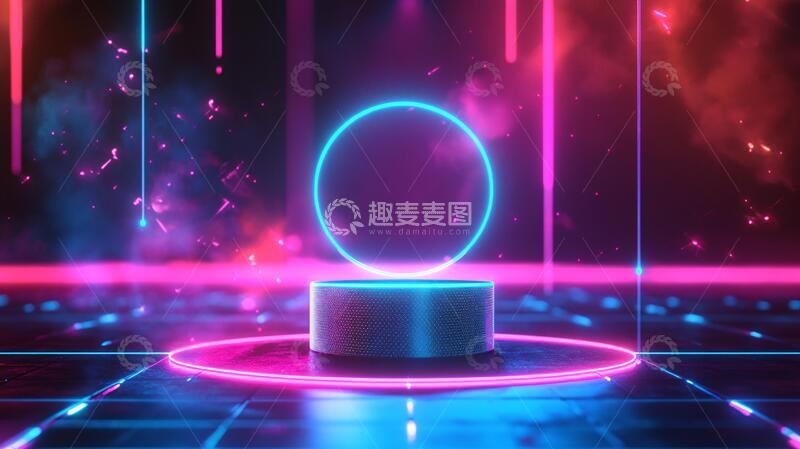 高清大图下载【趣麦麦图】霓虹灯展台舞台平台场景2