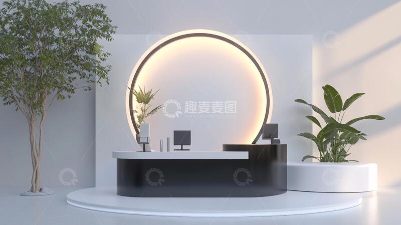 高清大图下载【趣麦麦图】圆形接待台前台圆形弧形3