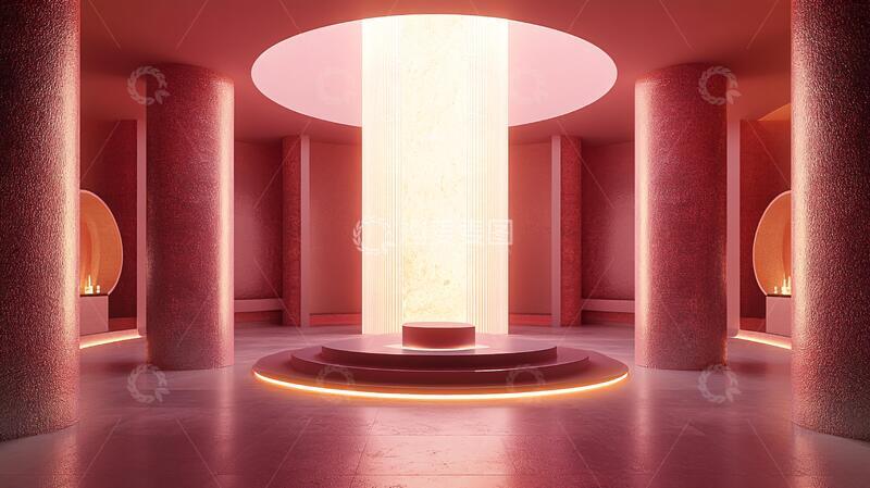 高清大图下载【趣麦麦图】简约秀场圆形粉色展厅