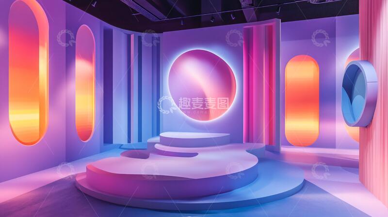 高清大图下载【趣麦麦图】简约秀场展厅背景场景1