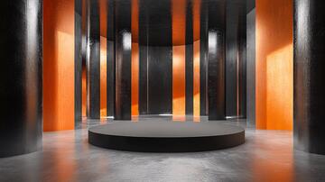 橙色舞台舞台圆形橙色