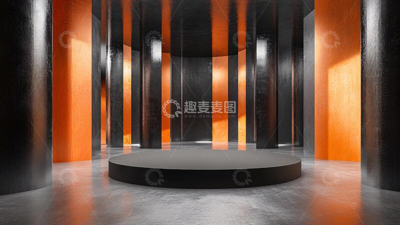 橙色舞台舞台圆形橙色