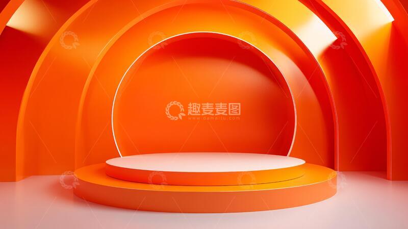 高清大图下载【趣麦麦图】简约秀场橙色舞台产品1