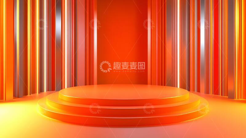 高清大图下载【趣麦麦图】红橙色舞台舞台红色金色