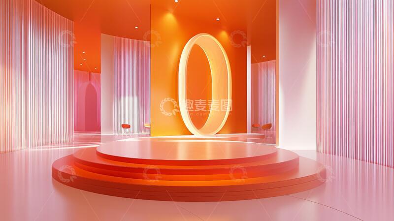 高清大图下载【趣麦麦图】简约秀场背景橙色场景