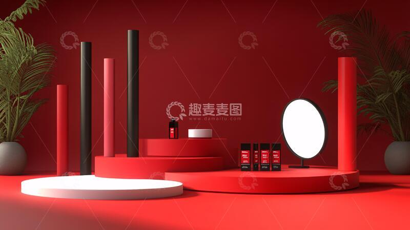 高清大图下载【趣麦麦图】红色立体场景舞台展台14