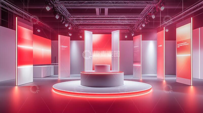 简约秀场红色舞台展厅