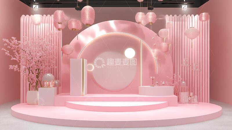 高清大图下载【趣麦麦图】中式粉色弯月迎宾区2