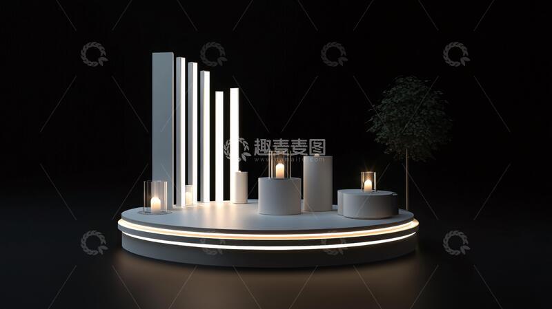 高清大图下载【趣麦麦图】发光展示台高端效果圆形