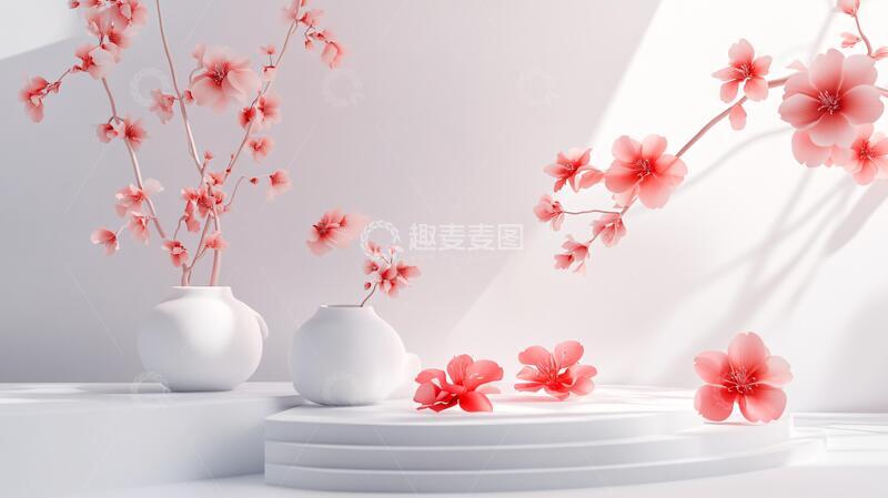 高清大图下载【趣麦麦图】立体简约花樱花装饰场景