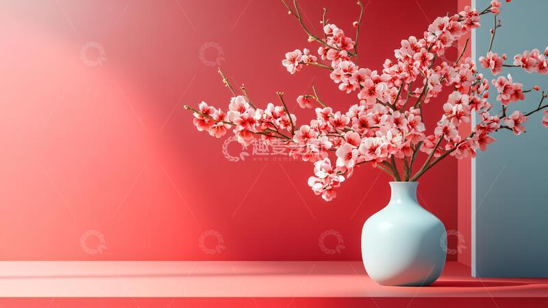 高清大图下载【趣麦麦图】红色新中式花艺24