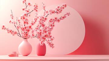 桃花美陈樱花摆件中式