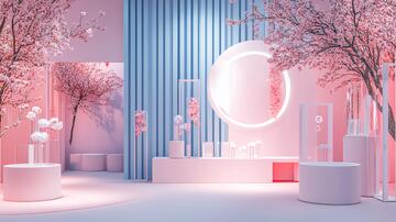 创意展台粉色布置桃花