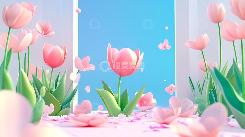 高清大图下载【趣麦麦图】立体框框郁金香4