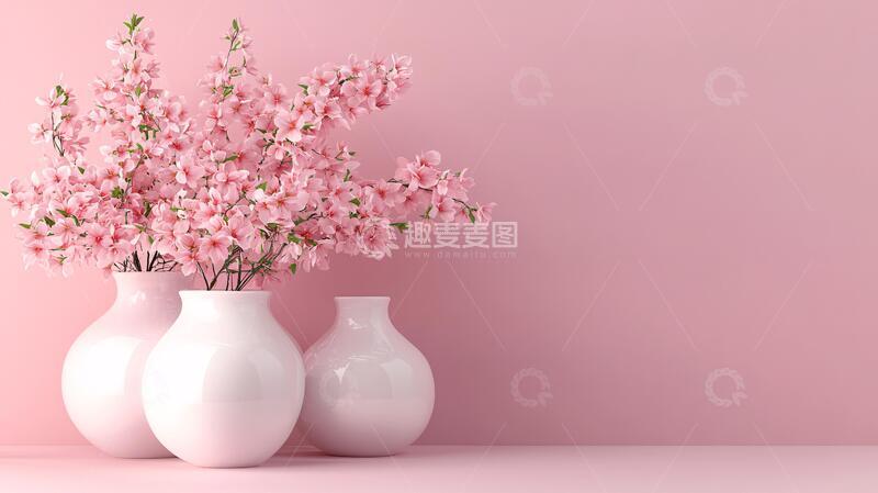 高清大图下载【趣麦麦图】花瓶模型花瓶粉色花艺