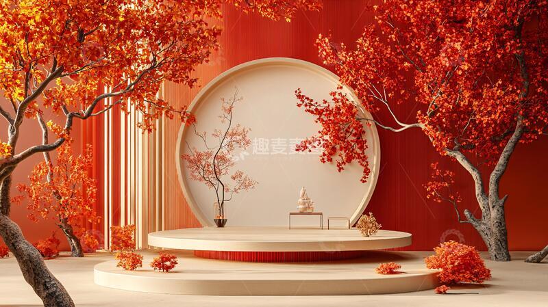 高清大图下载【趣麦麦图】朱砂美陈中式场景红色