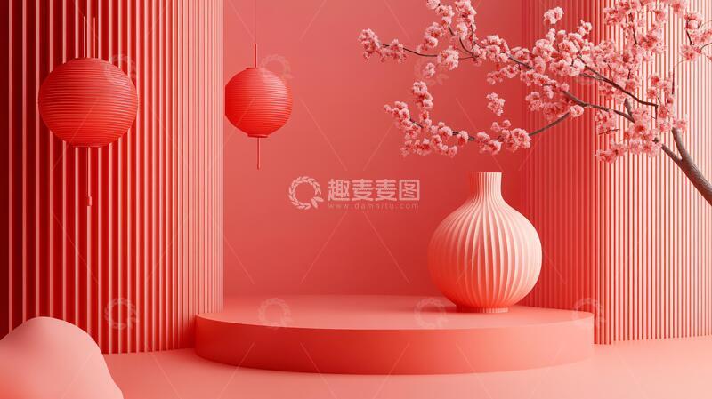 高清大图下载【趣麦麦图】红色球体创意场景10