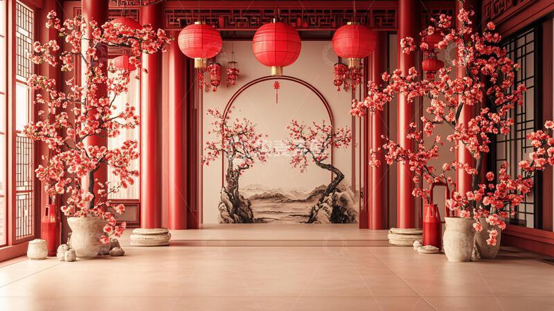 高清大图下载【趣麦麦图】喜堂场景中式场景红色