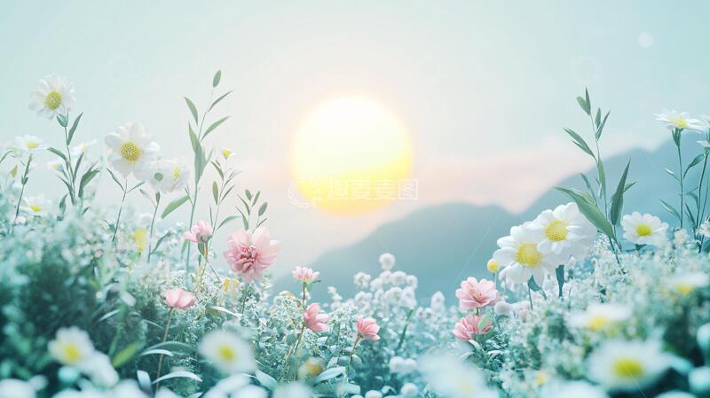 高清大图下载【趣麦麦图】唯美夕阳花海7
