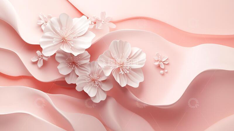 高清大图下载【趣麦麦图】立体简约花立体桃花插画