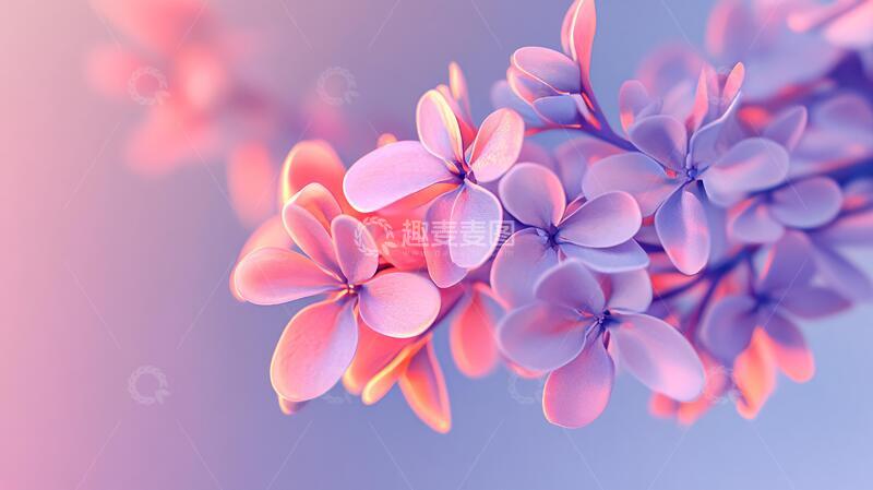 高清大图下载【趣麦麦图】渐变风花朵花朵立体花卉