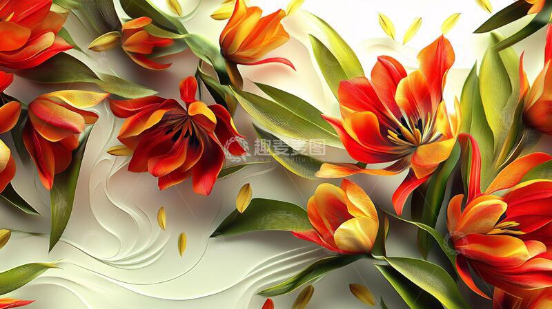 高清大图下载【趣麦麦图】浮雕缤纷花卉13