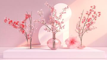 桃花美陈装饰摆件粉色