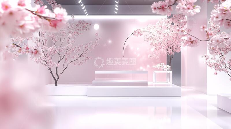 高清大图下载【趣麦麦图】桃花美陈粉色中式主题