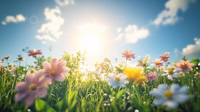 高清大图下载【趣麦麦图】阳光鲜花草地1