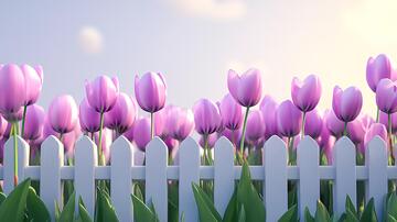 篱笆郁金香花开