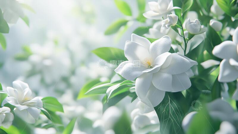 高清大图下载【趣麦麦图】写实喷绘茉莉花8