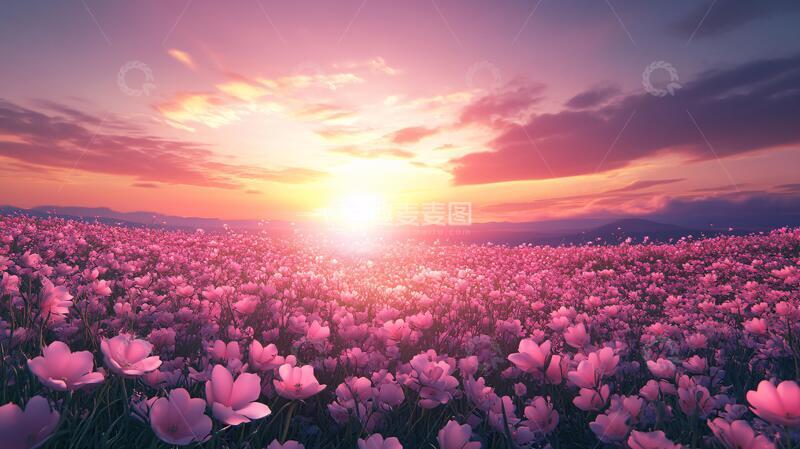 高清大图下载【趣麦麦图】唯美夕阳花海6