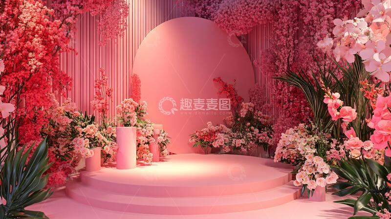 高清大图下载【趣麦麦图】浪漫美陈粉色舞台主题
