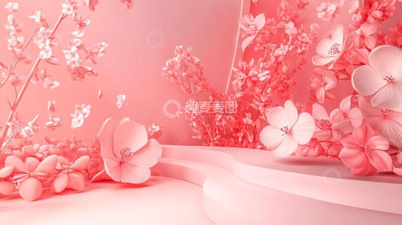 高清大图下载【趣麦麦图】桃花美陈立体花卉氛围