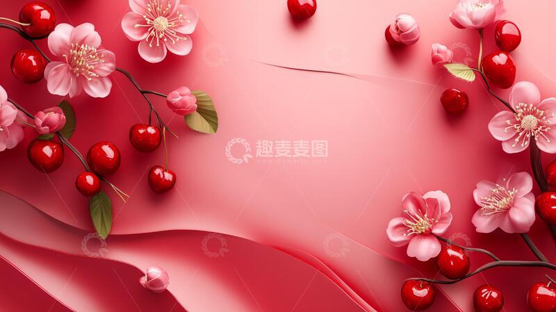 高清大图下载【趣麦麦图】樱桃花卉展示台