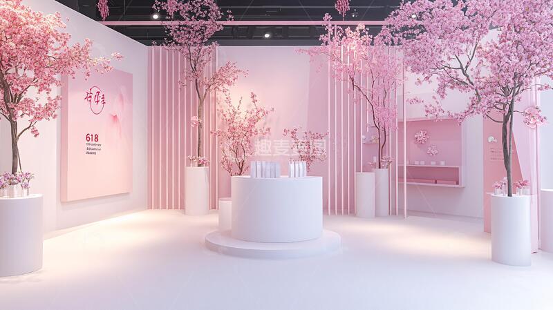 桃花美陈拍照舞台装饰