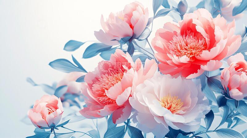 高清大图下载【趣麦麦图】牡丹花卉花卉立体手绘