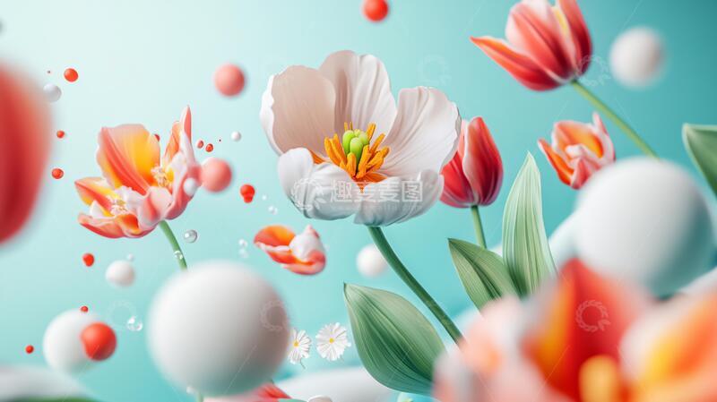 高清大图下载【趣麦麦图】立体框框郁金香3