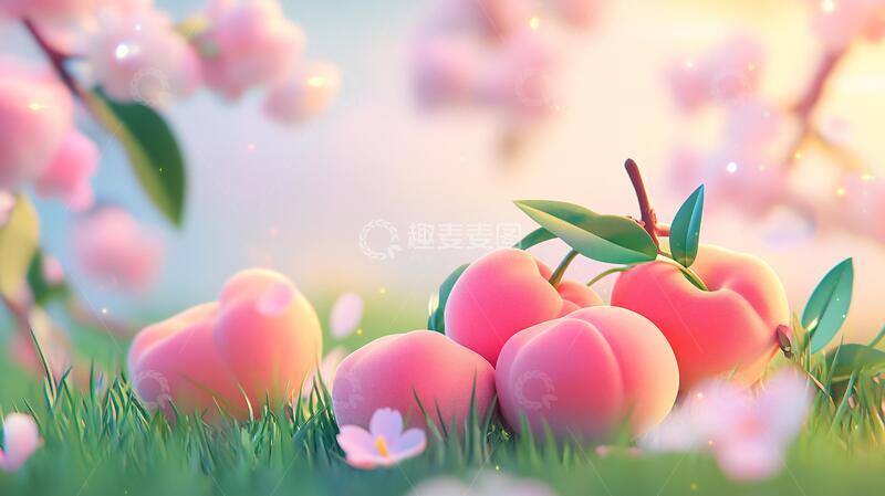 高清大图下载【趣麦麦图】桃花盛开背景图