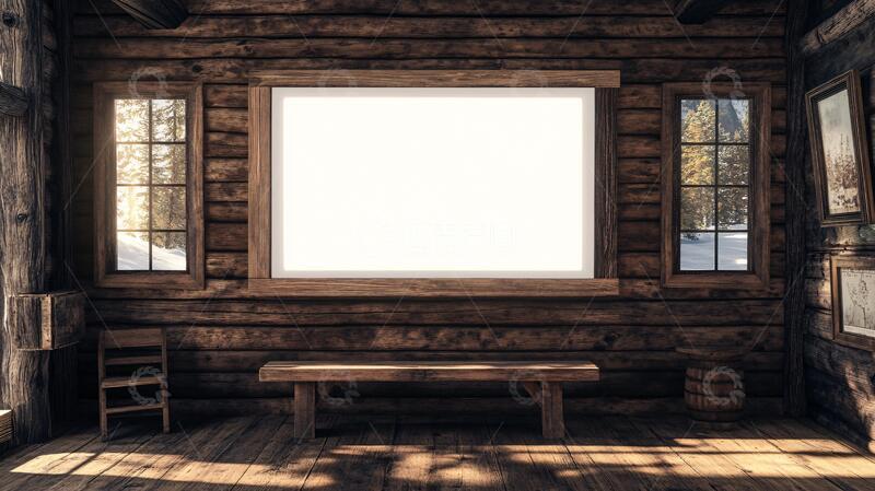 高清大图下载【趣麦麦图】木屋内透光木屋橱窗木质