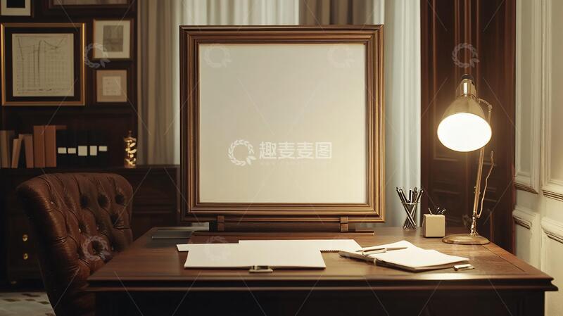 高清大图下载【趣麦麦图】书房画框书房书桌欧式