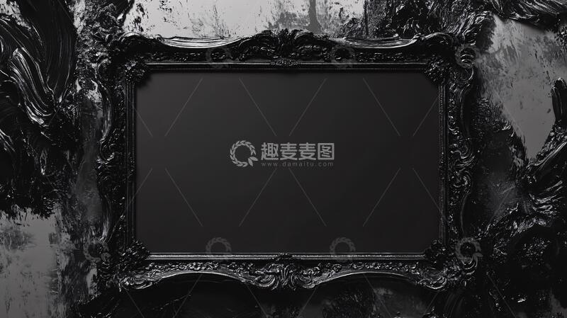 高清大图下载【趣麦麦图】-大气相框黑色牌匾水墨