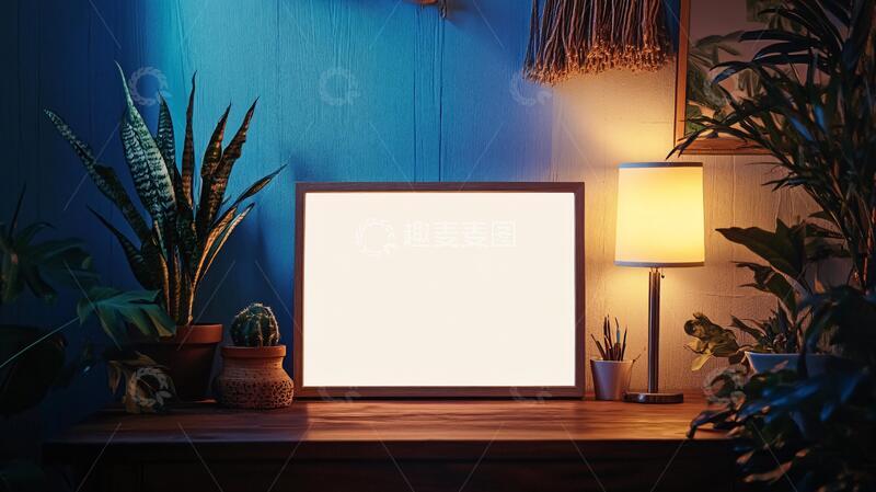 高清大图下载【趣麦麦图】木质桌屏灯箱模型背景