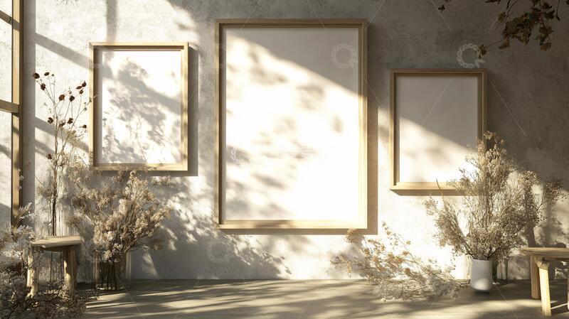 简洁油画风照片展示区