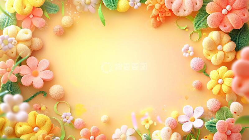 高清大图下载【趣麦麦图】立体简约花立体花卉背景