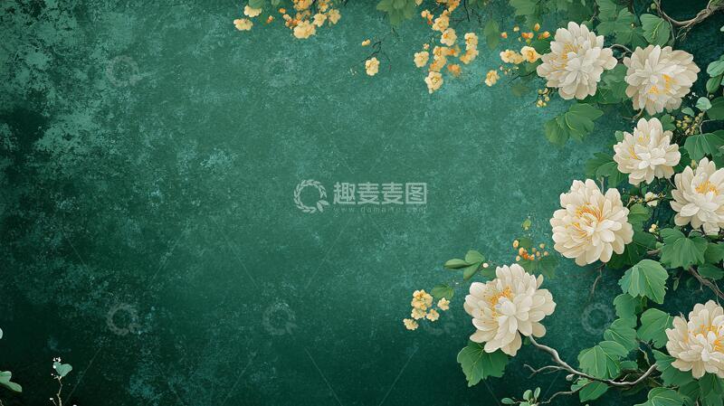 高清大图下载【趣麦麦图】茉莉花壁画鲜花绿叶壁画