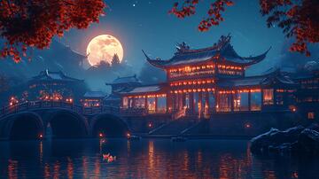 古风夜景夜景月色古风